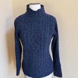 Islander wool/cashmere marked/flecked blue mock neck sweater